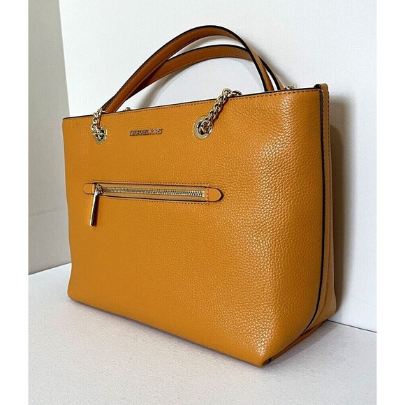 New Michael Kors Jet Set Medium Front Zip Chain Tote Pebble Leather Honeycomb - Picture 2 of 6